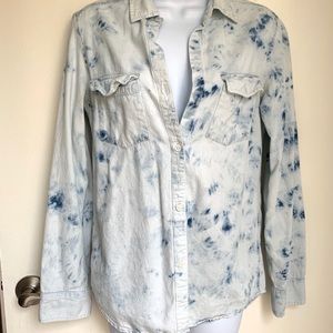 Urban Outfitters Denim Bleach Tie Dyed Button Down